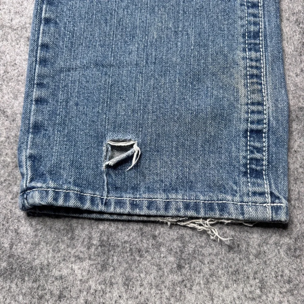 True Religion Joey Super T Mens 32 Blue Wash Straight Leg Jeans USA Made FLAW